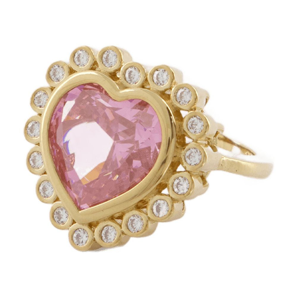 Numbering Pink/Gold Plated N-Dia Heart Ring 3