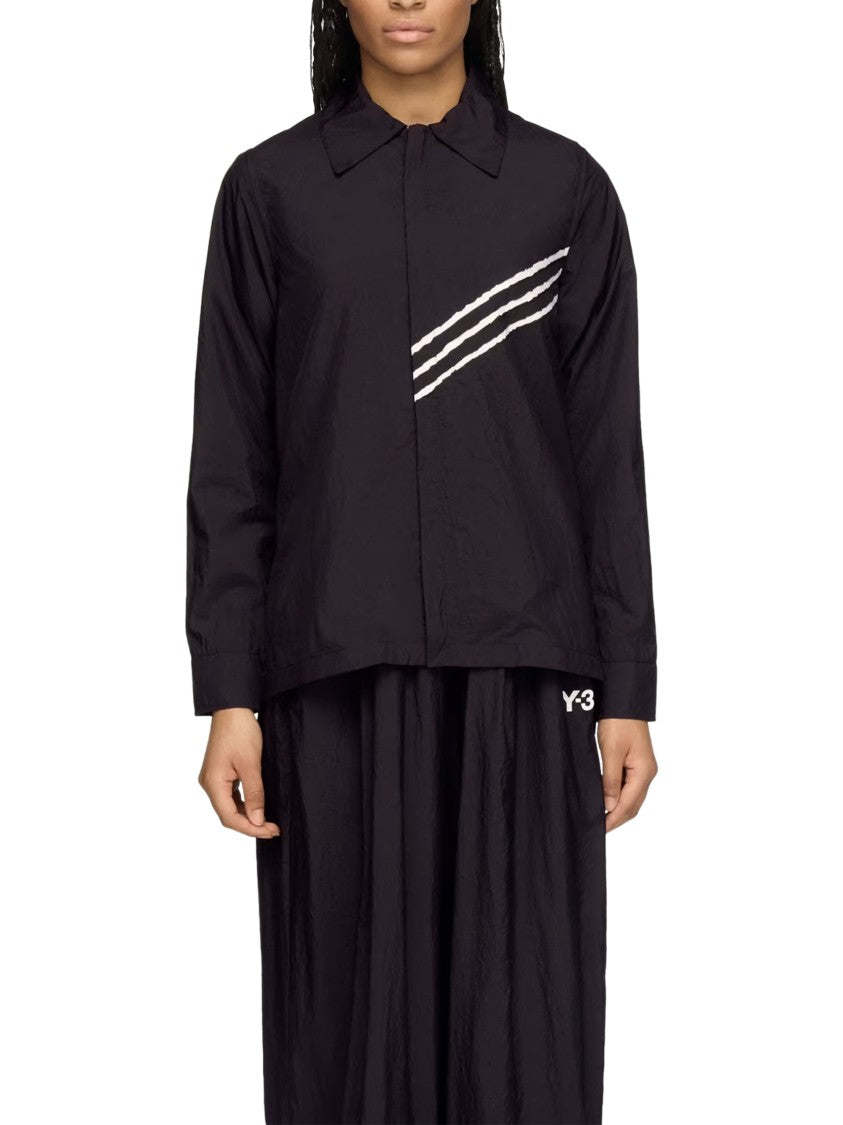 Y-3 Boxy Black Polyamide Shirt With Sporty Stripes