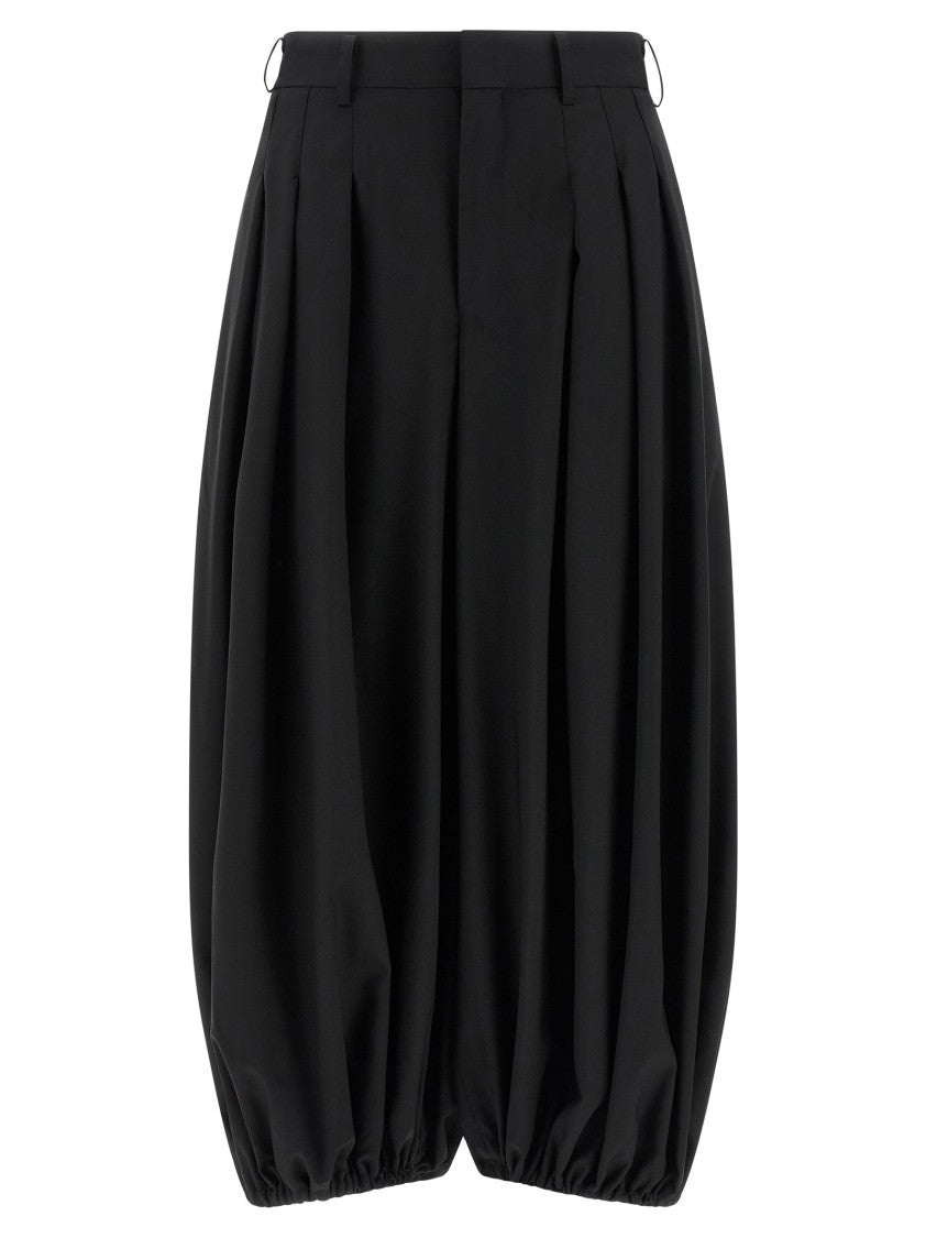 Comme Des Garçons Extra Wide Leg Black Zuava Pants With Gathered Hem