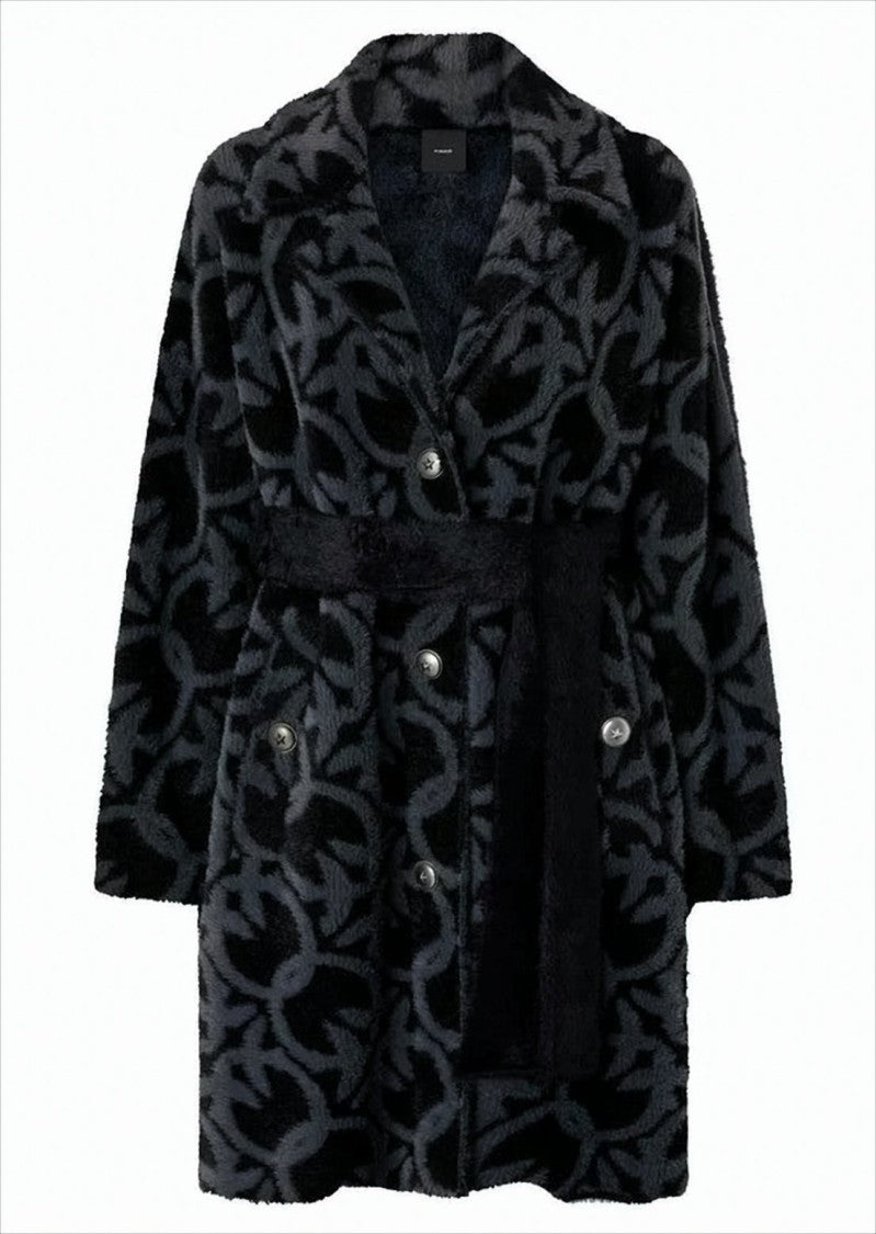 Pinko Abstract Pattern Long-Sleeved Coat With Belt