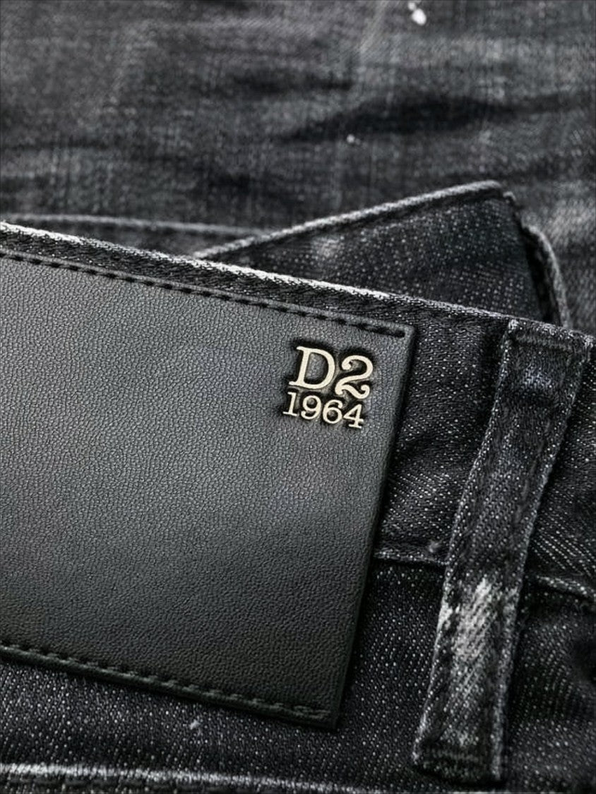 Dsquared2 Distressed Black Slim-Fit Denim Pants