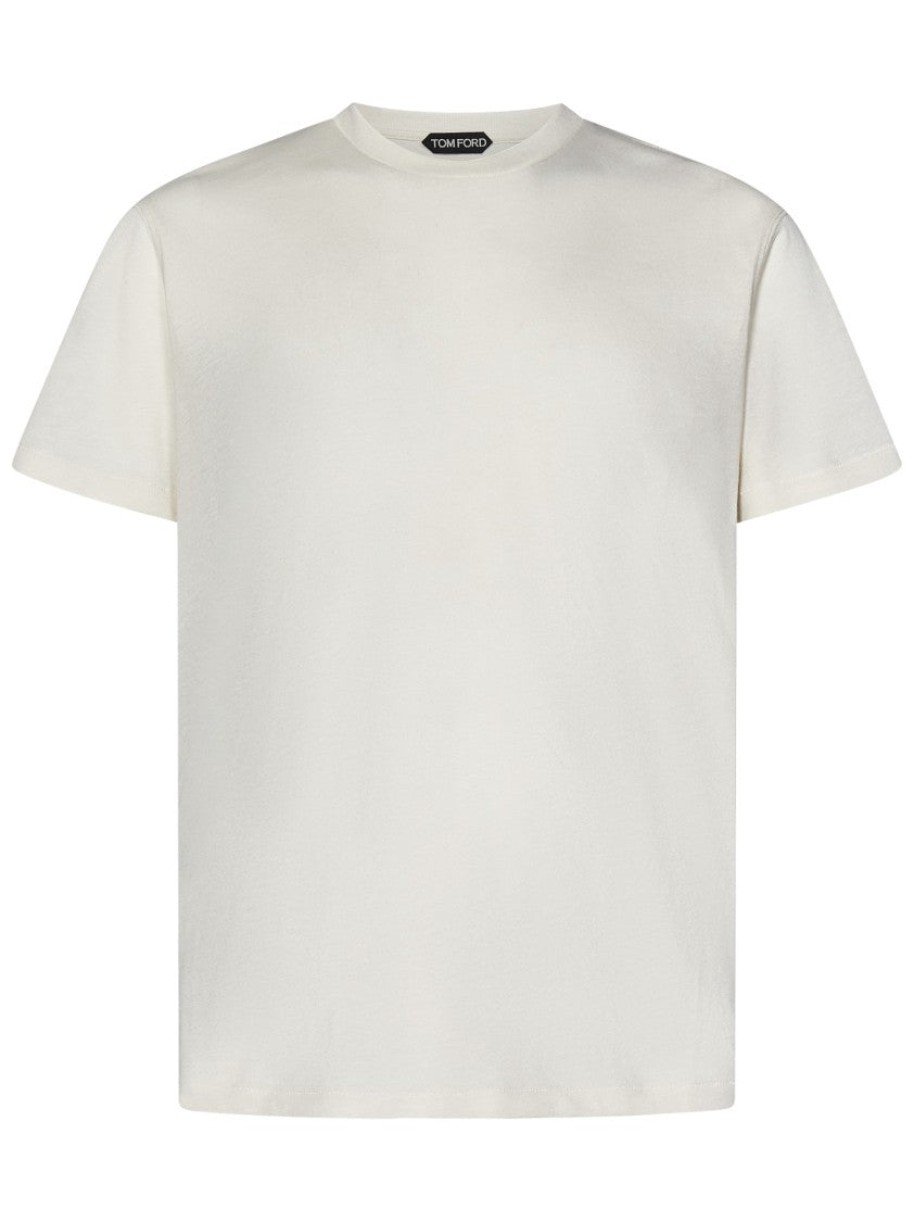 Tom Ford Modern Fit Ivory T-Shirt With Classic Crew Neckline