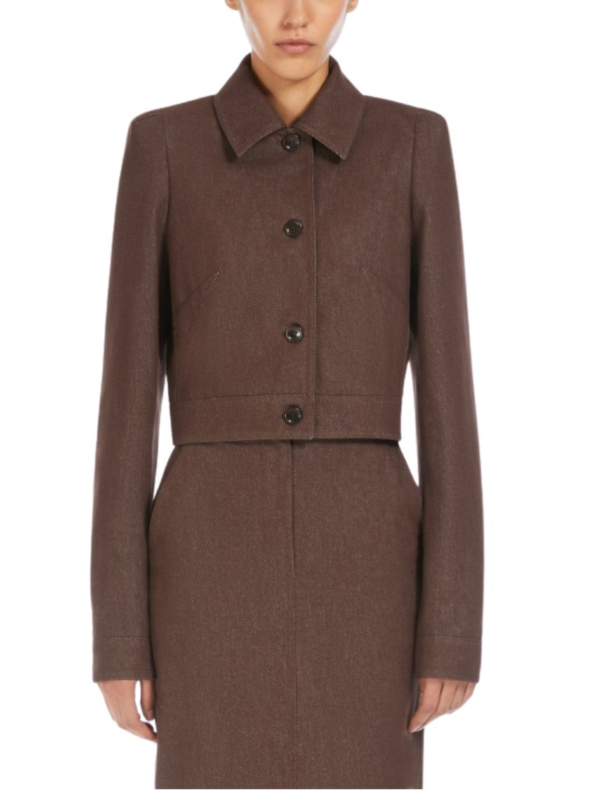 Max Mara Cropped Brown Coat With Classic Collar