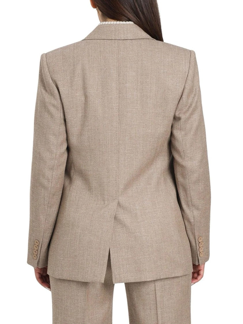 Max Mara Brown Virgin Wool-Blend Tailored Blazer