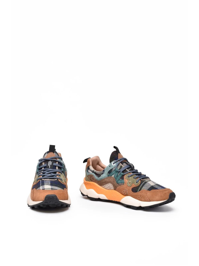 Flower Mountain Blue Leather-Blend Two-Tone Sneakers