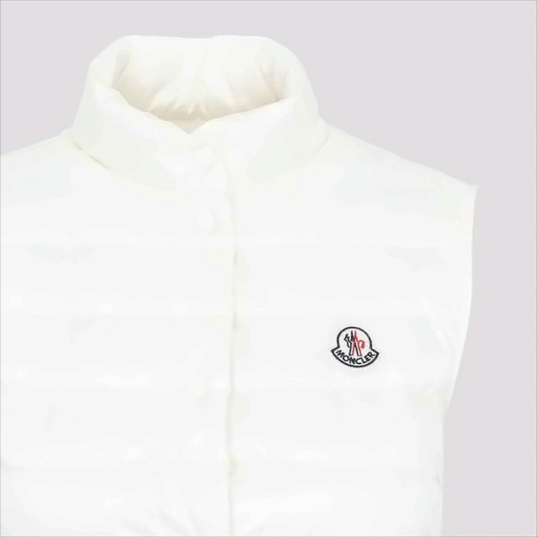Moncler Quilted Sleeveless Vest With High Collar And Logo Patch