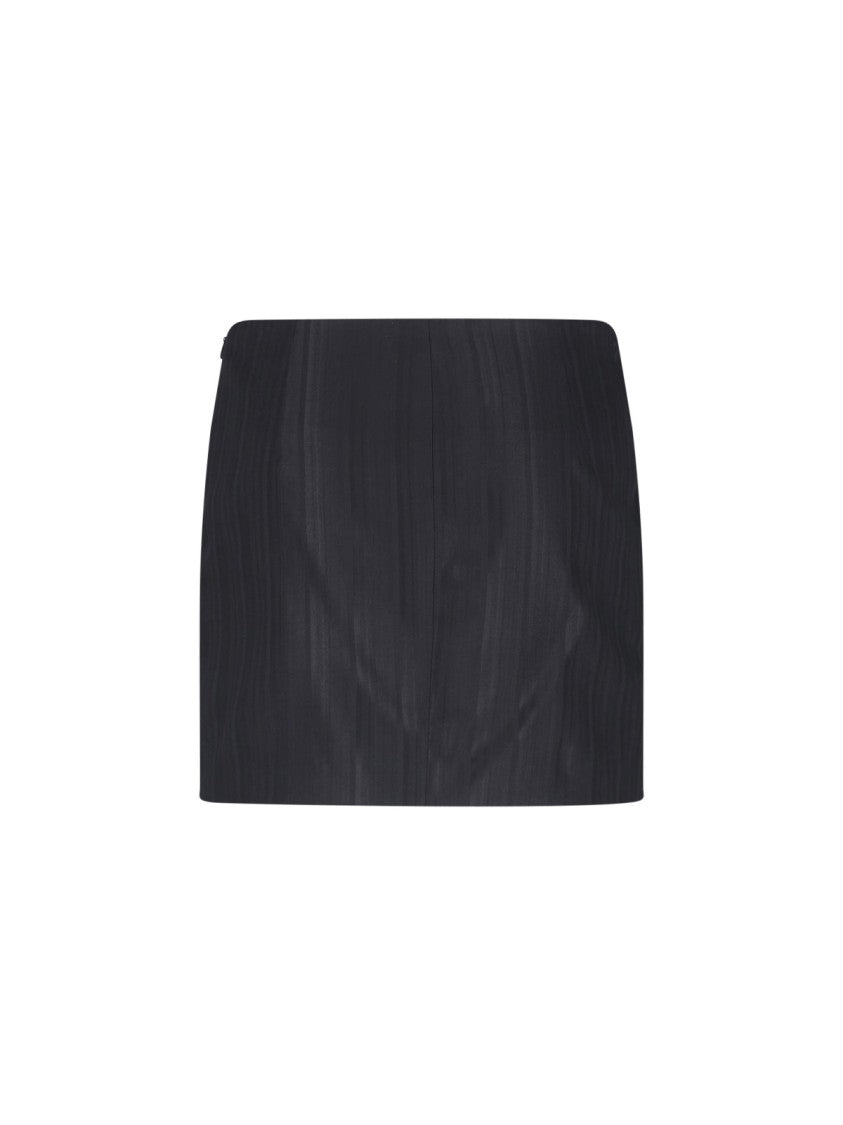 Dondup Black Gessato Wool Pinstripe Mini Skirt