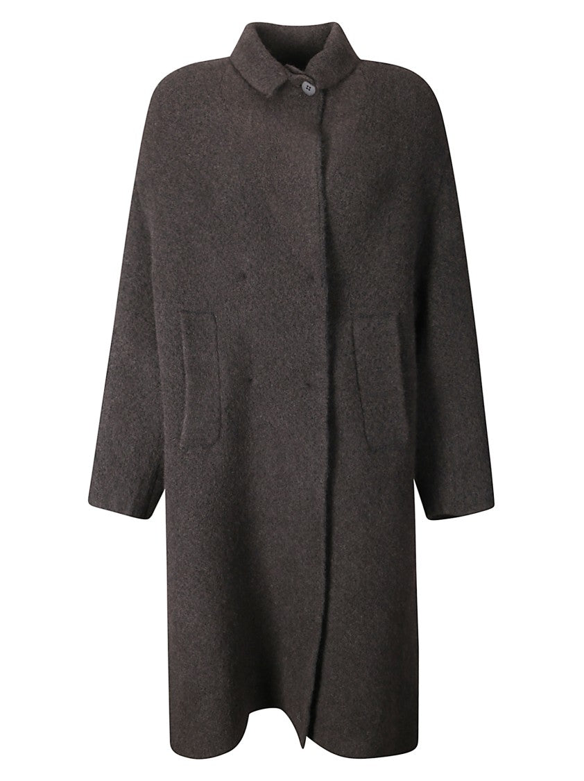 Boboutic Double-Breasted Knitted Coat With Notched Lapels