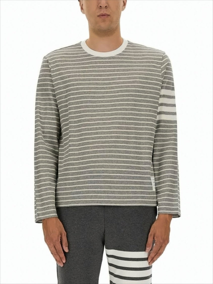 Thom Browne Horizontal Striped Long-Sleeve Shirt With Distinctive Sleeve Detail