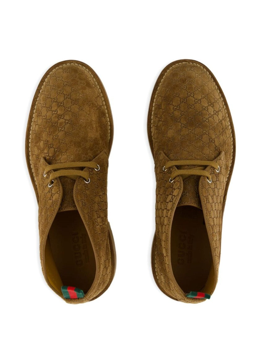 Gucci Camel Suede Ankle Boots