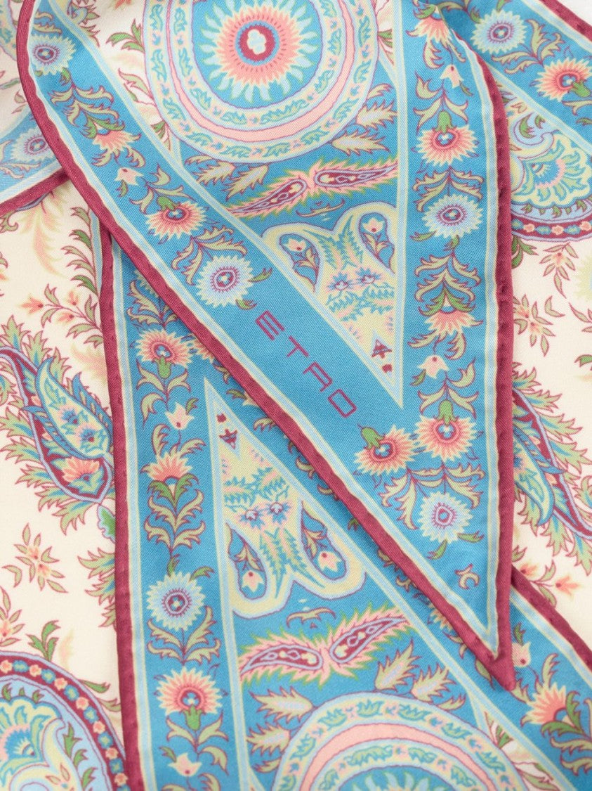Etro Paisley Print Silk Scarf With Design