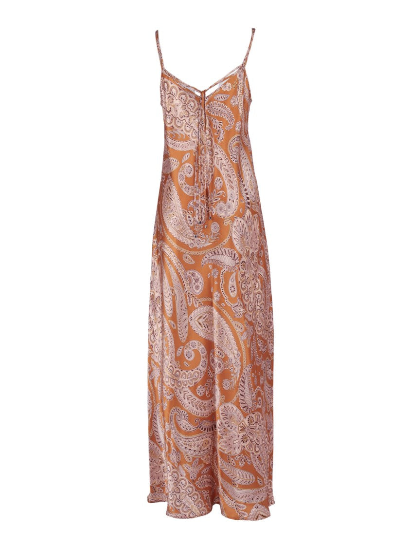 Antonelli Firenze Paisley Patterned Silk Maxi Dress
