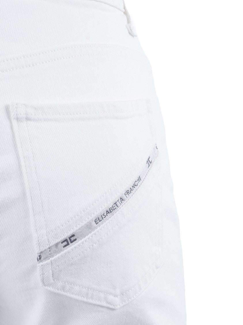Elisabetta Franchi Flared White Five Pocket Jeans