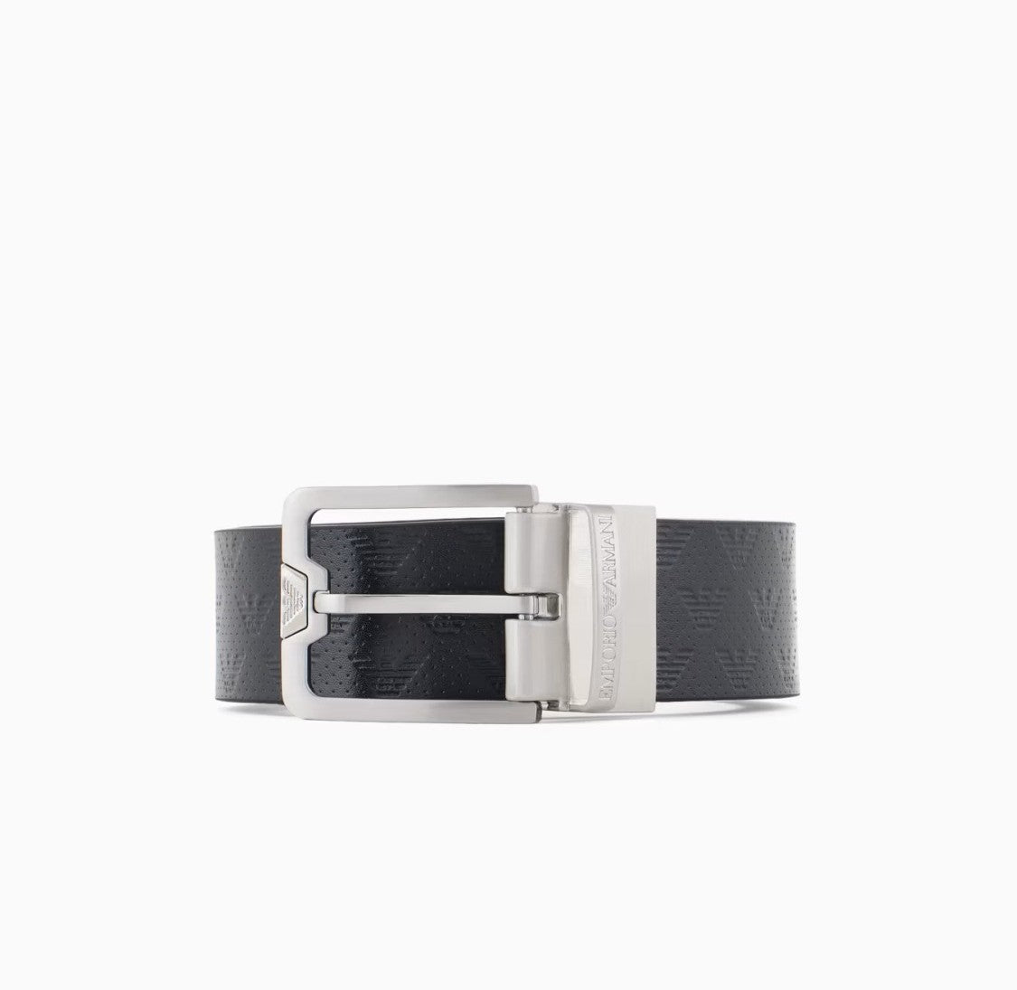 Emporio Armani Leather Belt With All-Over Eagle Design