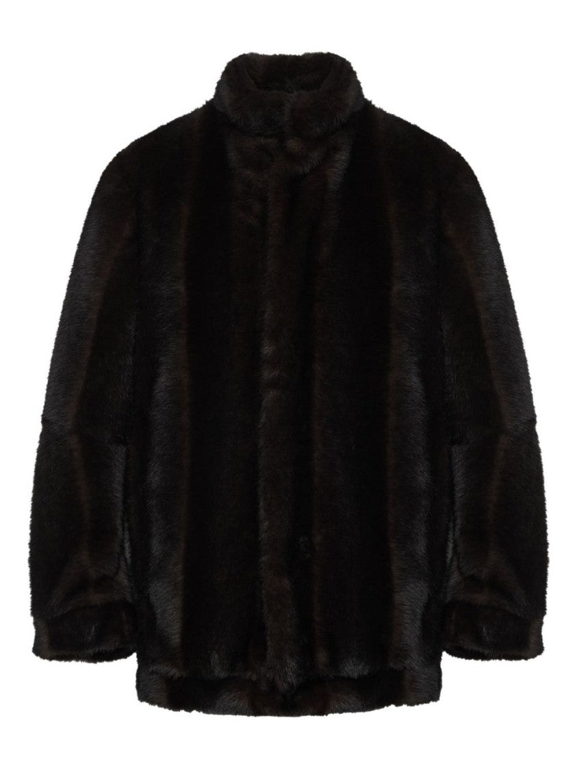 Mm6 By Maison Margiela Plush Dark Brown Oversized Jacket
