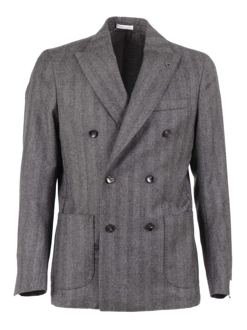 Breras Double-Breasted Tailored Jacket In Textured Virgin Wool