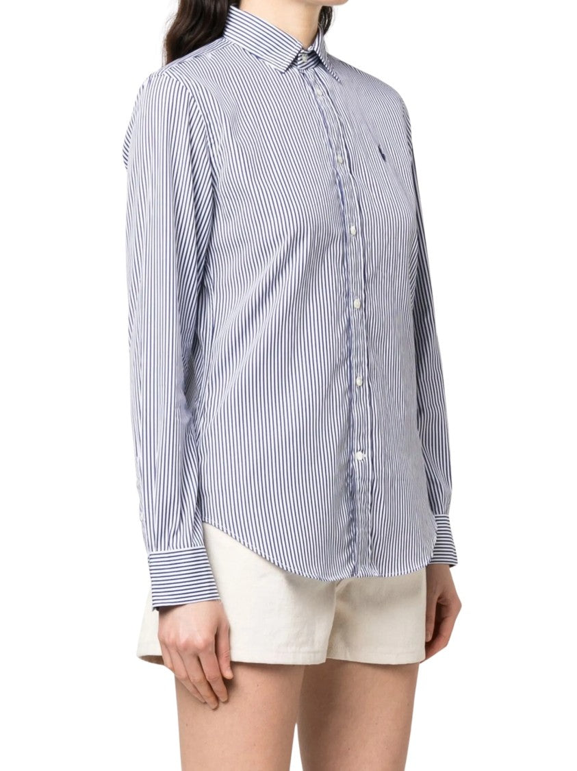 Polo Ralph Lauren Blue Cotton Striped Logo Shirt