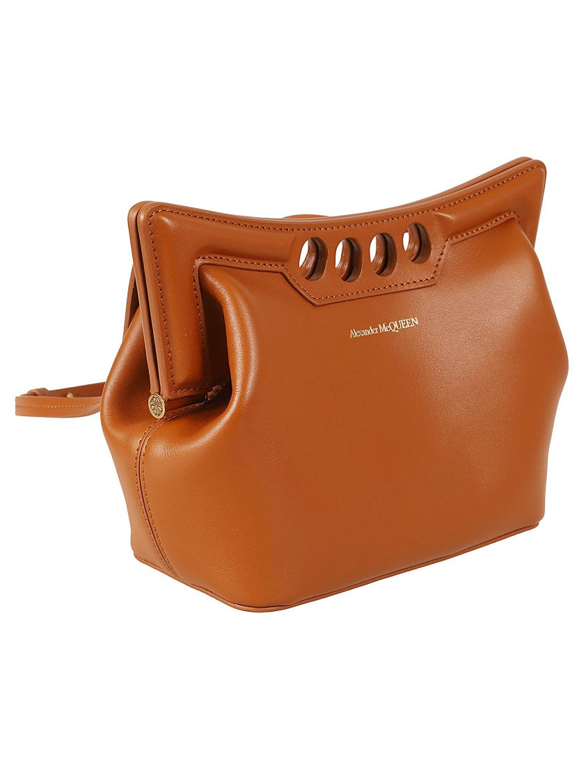 Alexander Mcqueen Structured Leather Bag With Unique Cut-Out Handle
