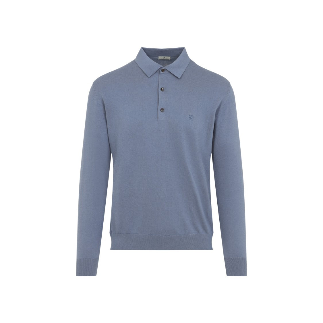 Etro Classic Blue Polo Collar Sweater With Embroidered Detail