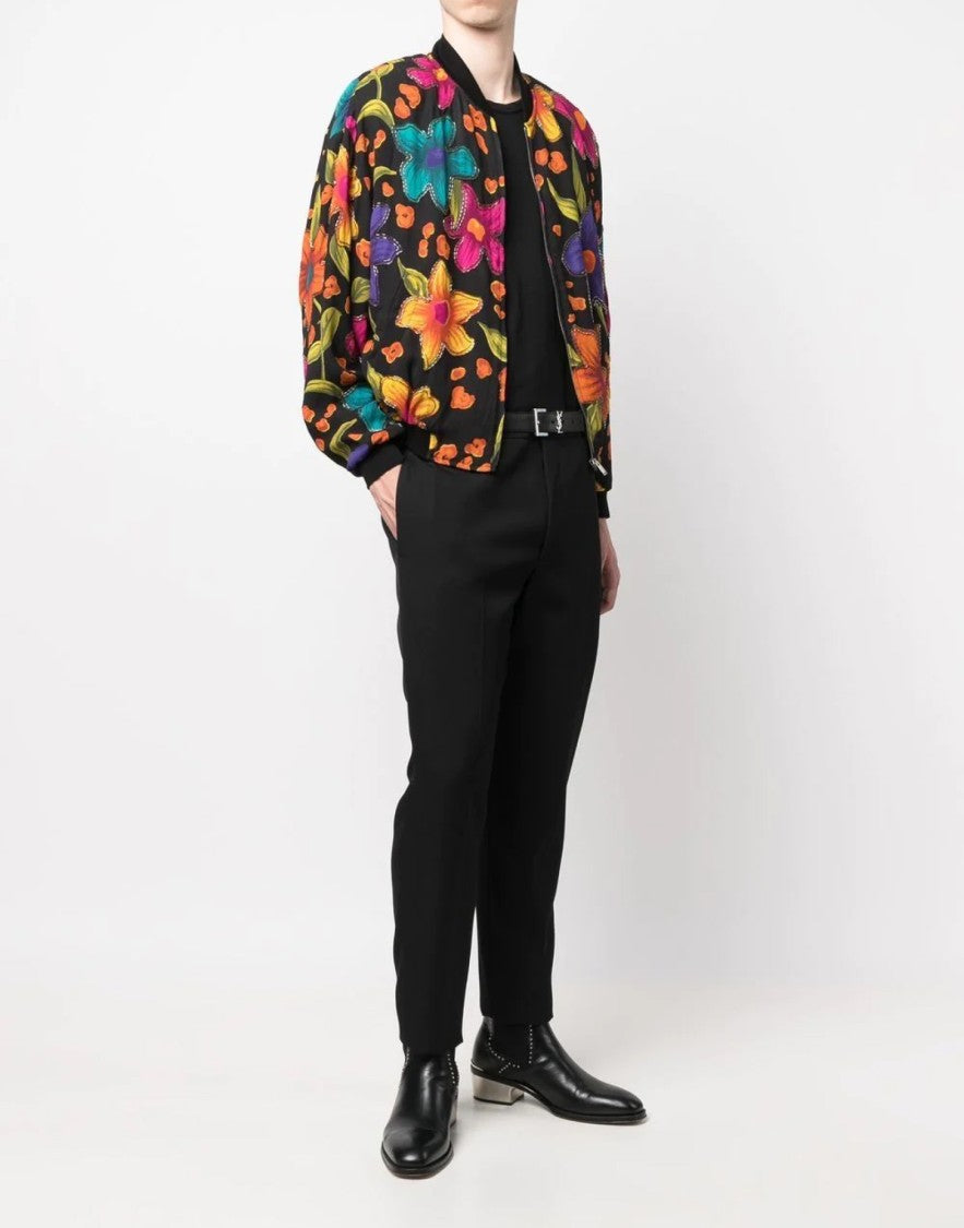 Saint Laurent Teddy Fleurs Crepe Jacket
