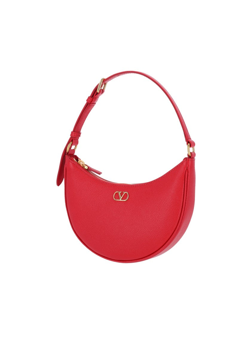 Valentino Garavani Red Leather"Vlogo Signature" Mini Hobo Bag