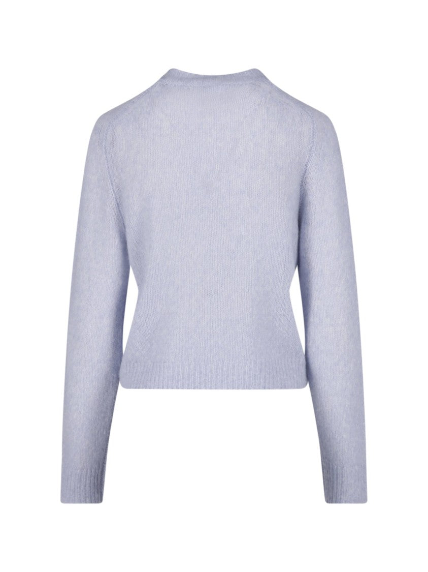 Lisa Yang Blue Cropped Crew Neck Knit Sweater