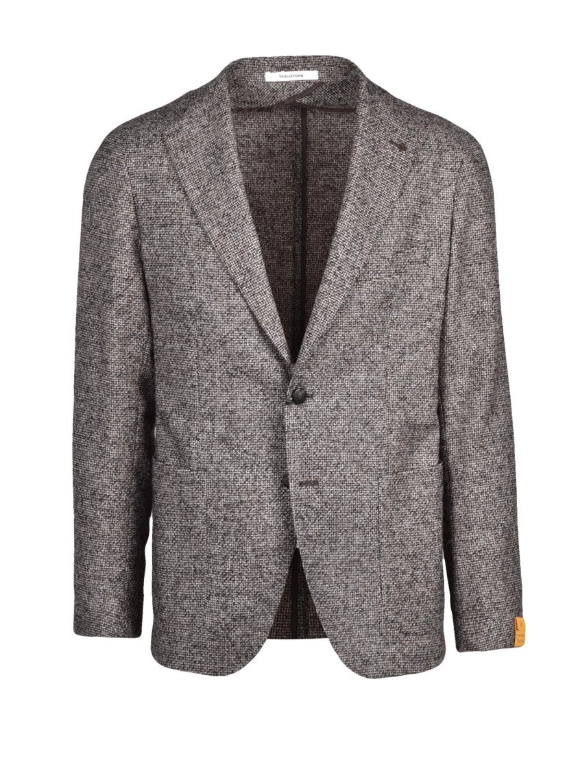 Tagliatore Beige/Brown Textured Virgin Wool-Blend Round Jacket