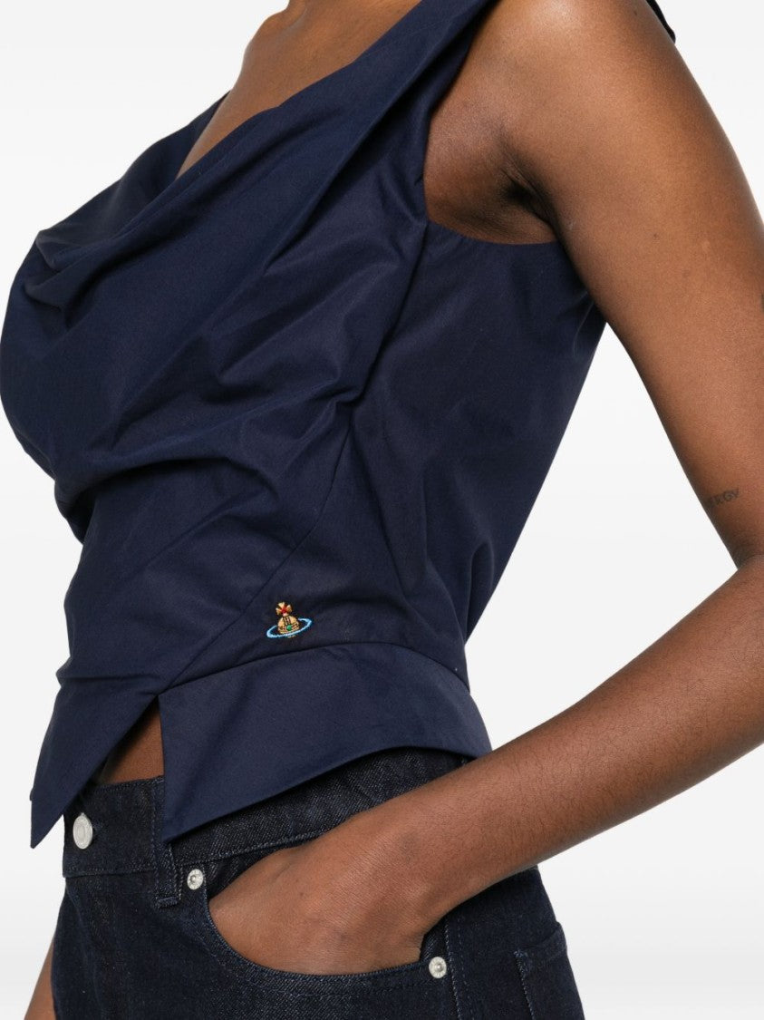 Vivienne Westwood Navy Blue Draped Asymmetric Square Top