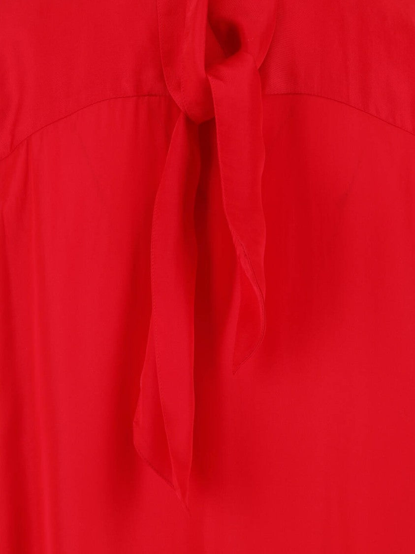 Sa Su Phi Red Voluminous Sleeve Scarf Detail Blouse