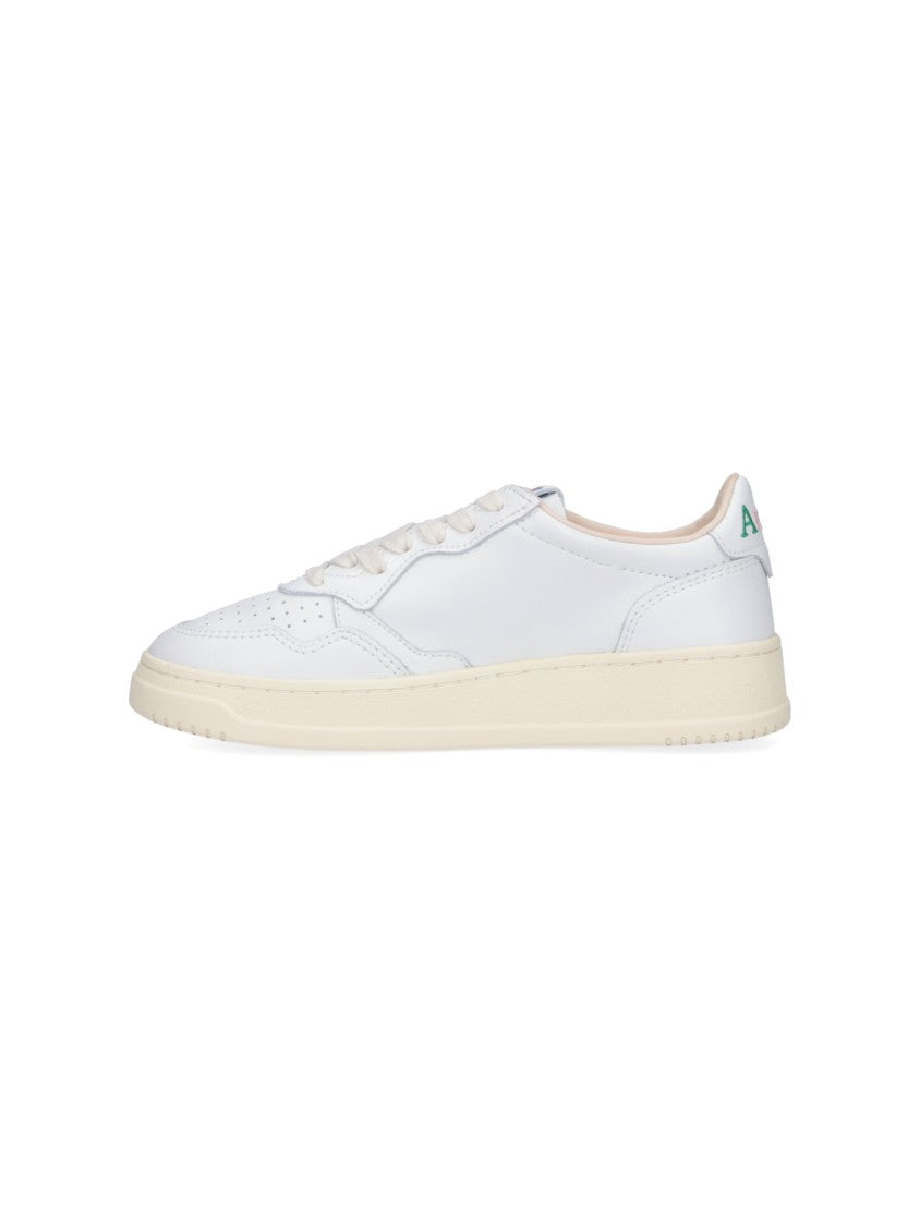 Autry White Leather Low-Top Sneakers With Vintage Perforated Detailing