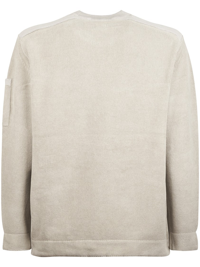 C.P. Company Chenille Cotton Crewneck Sweater With Unique Lens Detail