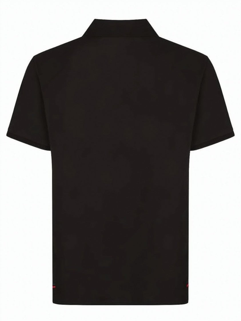 Moncler Fitted Black Polo Shirt With Classic Collar