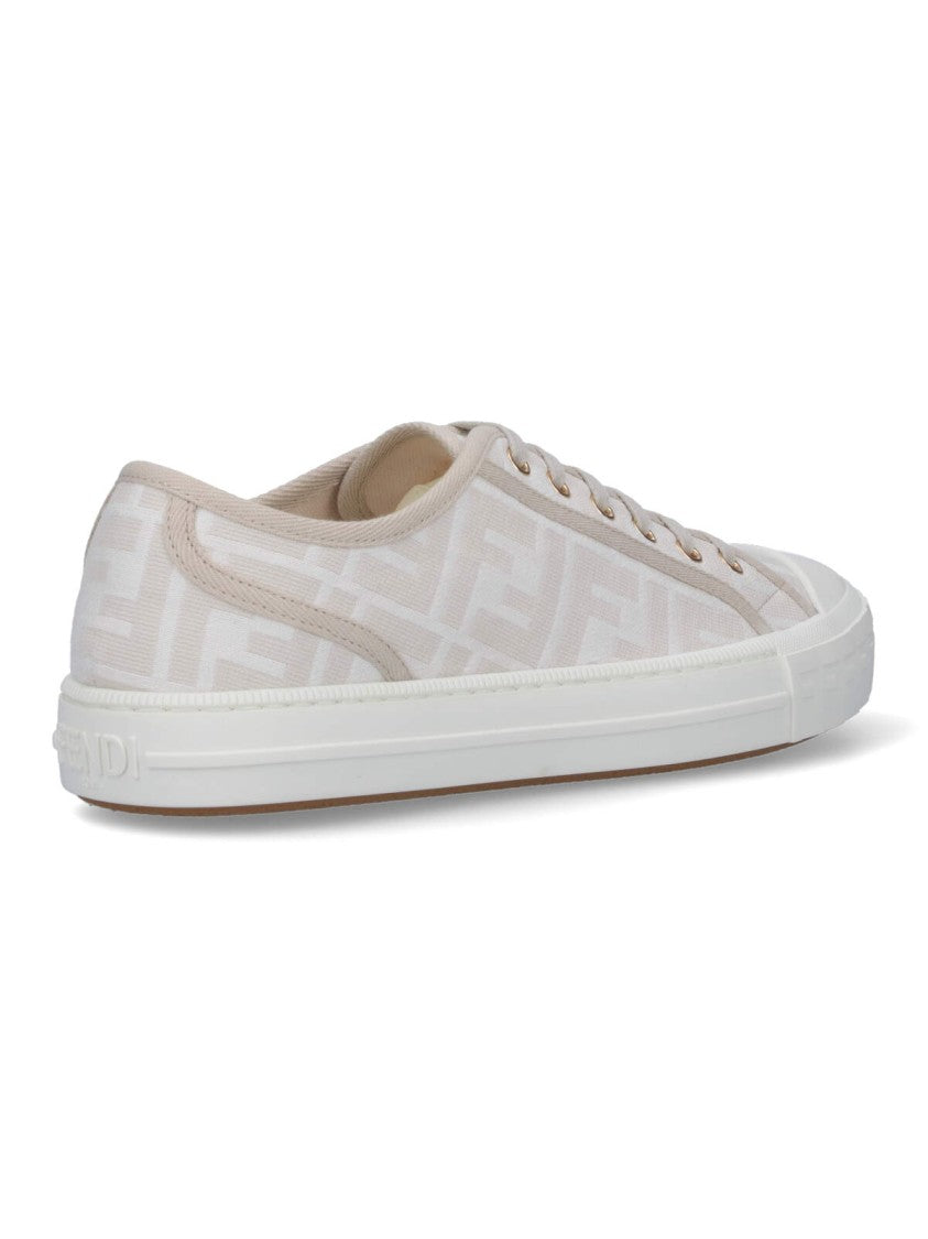 Fendi White Domino Ff Jacquard Sneakers