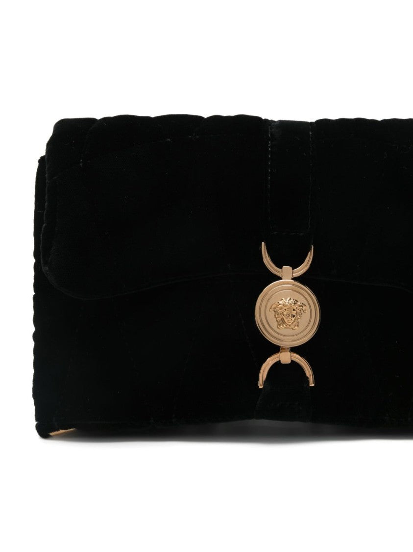 Versace Quilted Velvet Clutch With Medusa Emblem