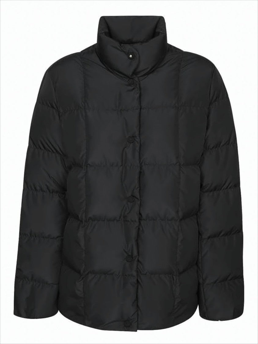Moncler Black Boxy Padded Jacket With Horizontal Quilting