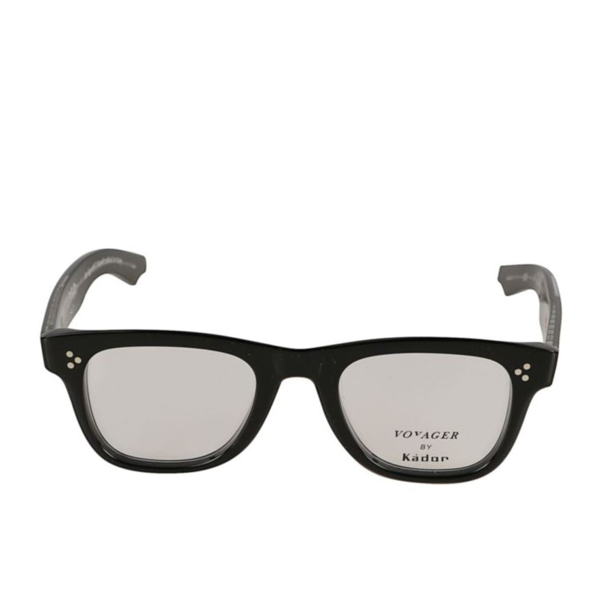 Kador Pepper Glossy Black Rectangular Sunglasses With Silver Dot Accents