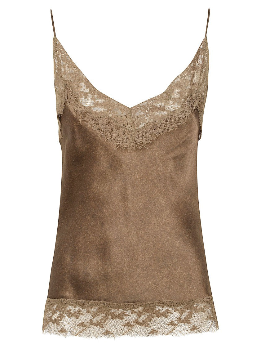 Ermanno Scervino Silk-Blend Camisole With Lace Trim By Ermanno Scervino