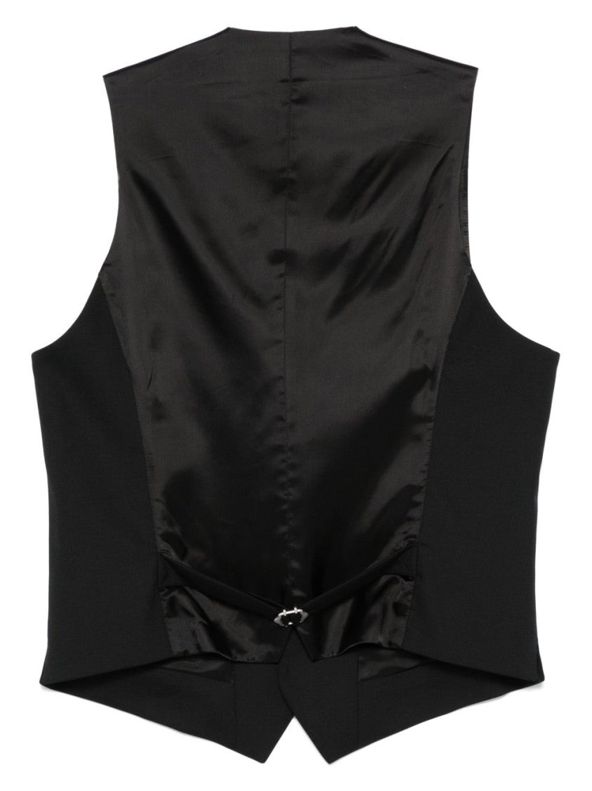Lardini Tailored Black Vest With Front Button Fastening