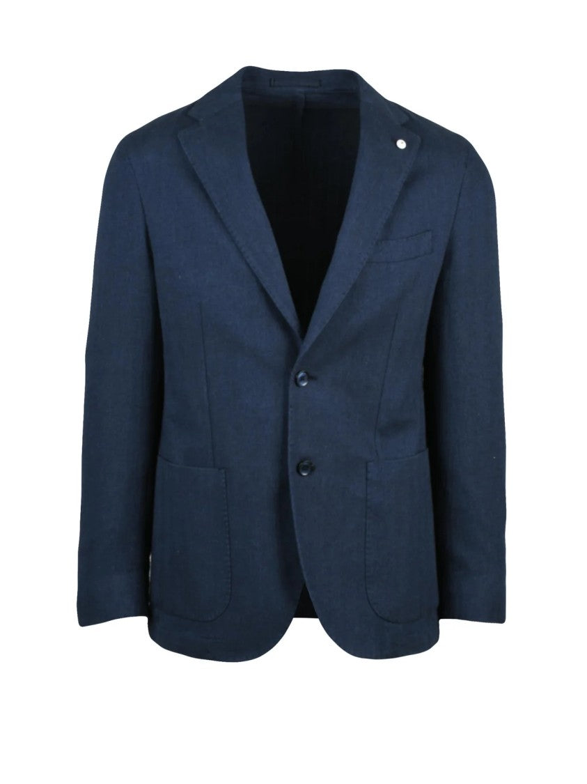 L.B.M. 1911 Blue Rounded Unlined Cotton Blazer