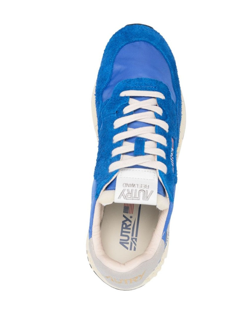 Autry White Royal Blue Panelled Suede Sneakers