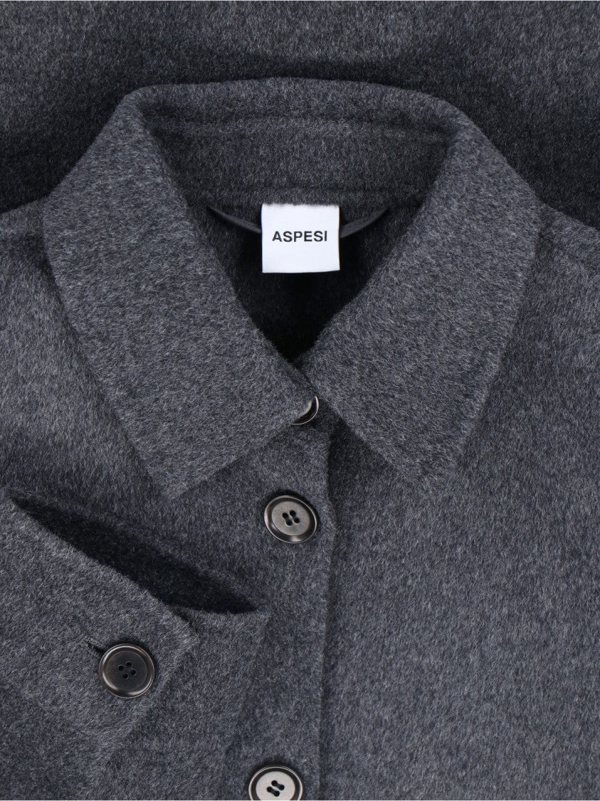 Aspesi Grey Bramford Wool Shirt Jacket