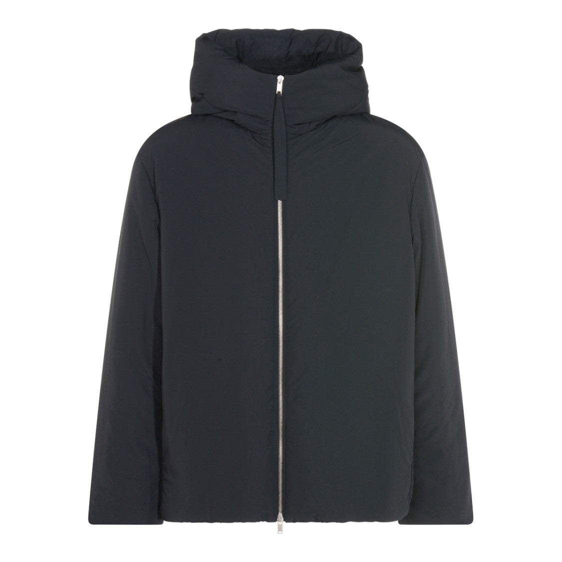 Jil Sander Minimalist Black Down Jacket With High Collar