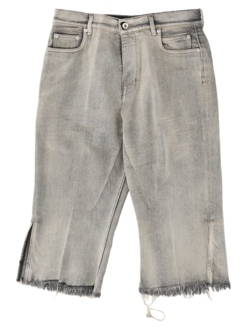 Rick Owens Bolan Cutoffs Mid-Length Frayed Cotton Denim Shorts