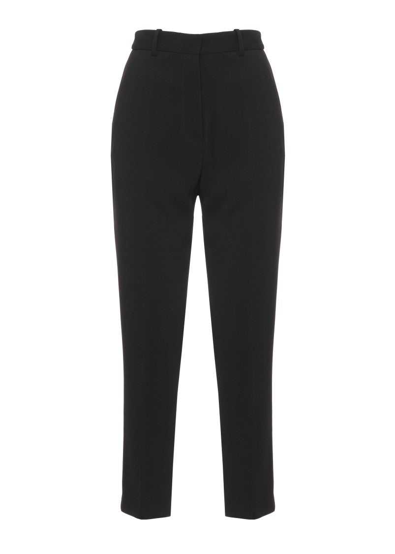 Elisabetta Franchi Mid-Rise Black Trousers With Tailored Silhouette And Cropped Length