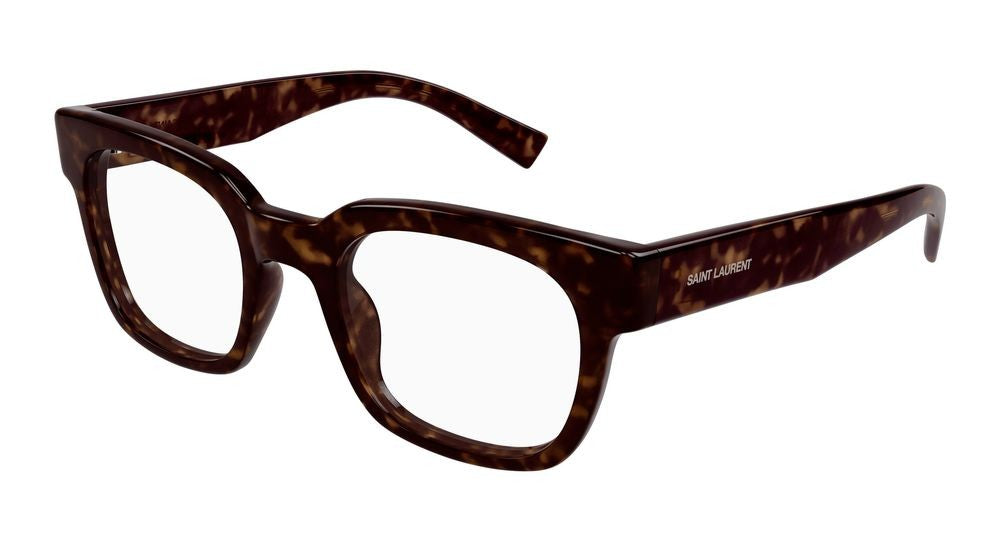 Saint Laurent Havana Tortoiseshell Acetate Oversized Square Eyeglasses