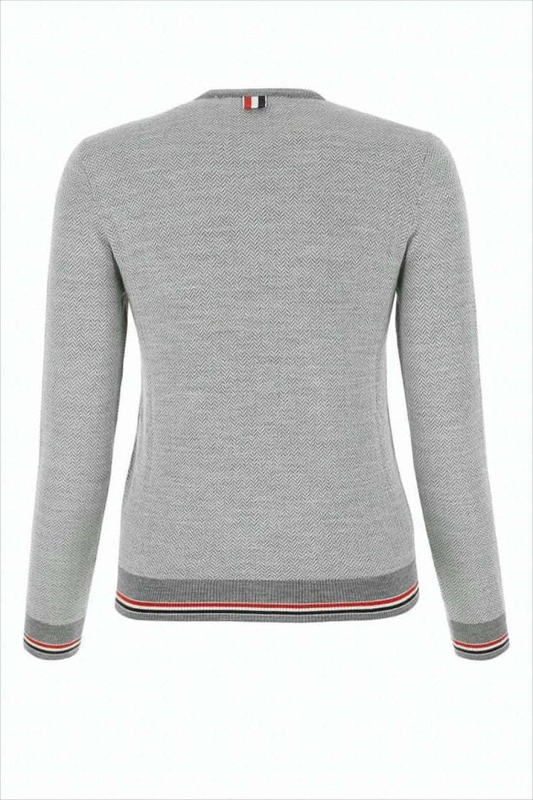 Thom Browne Textured Grey Cardigan With Button-Down Front