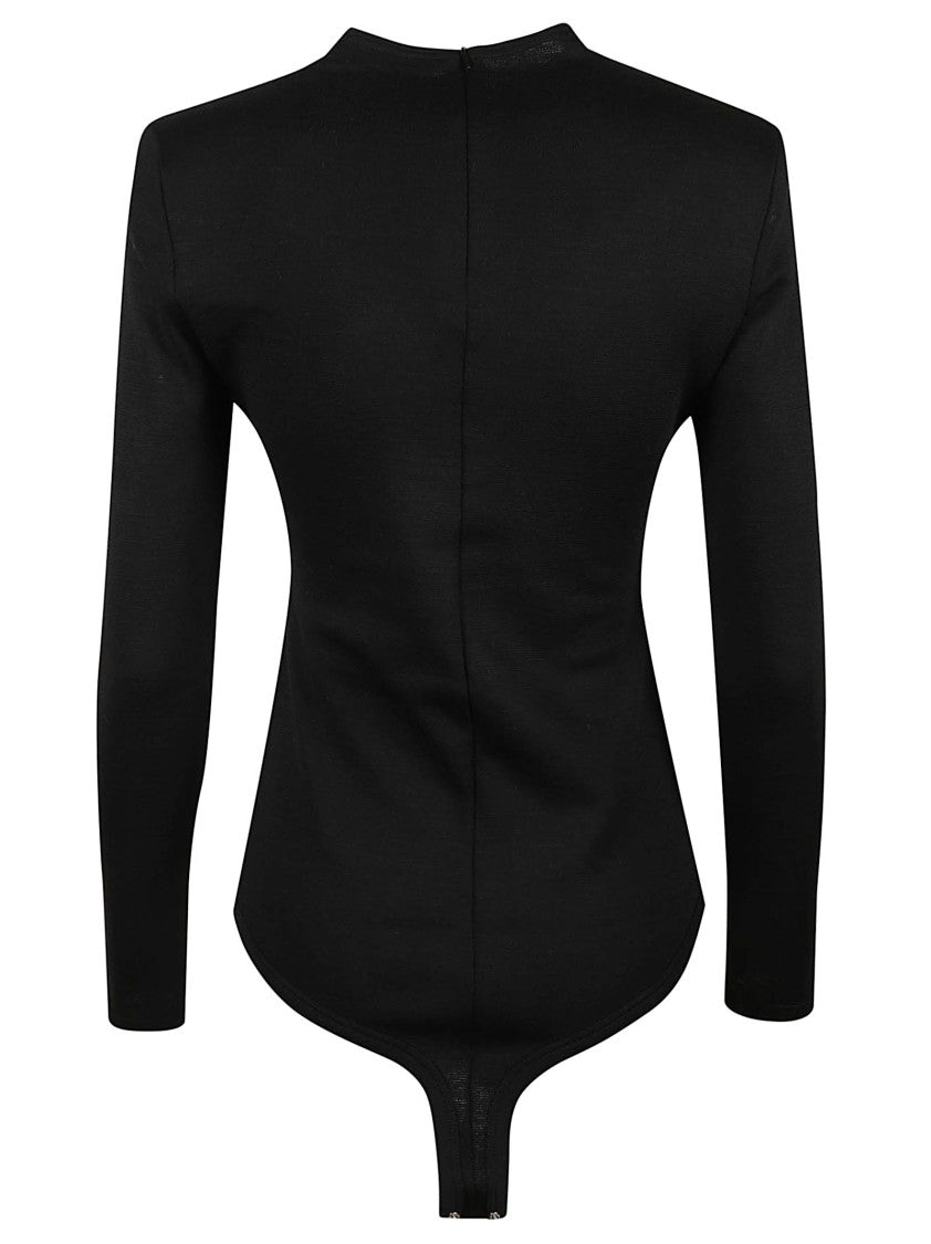 Jil Sander Long-Sleeve Fitted Bodysuit With High Neckline And Thong Cut