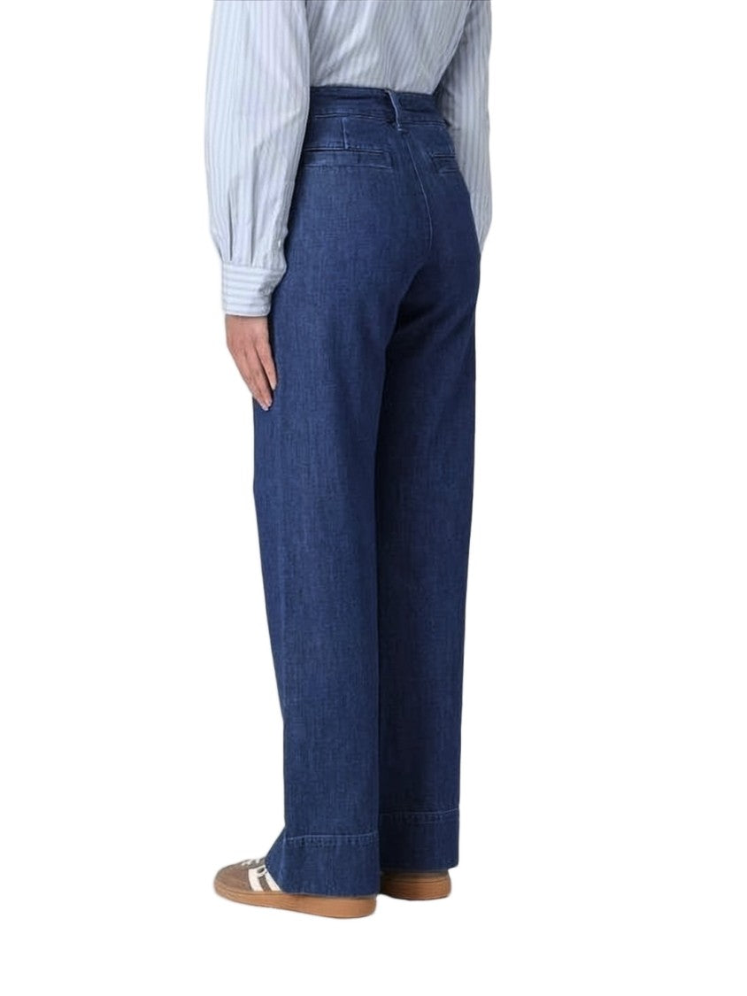 A.P.C. High-Waisted Wide-Leg Denim Pants With Double-Button Closure