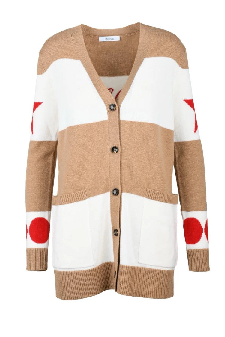 Max Mara Long Cardigan Wool/Cashmere - Beige/White