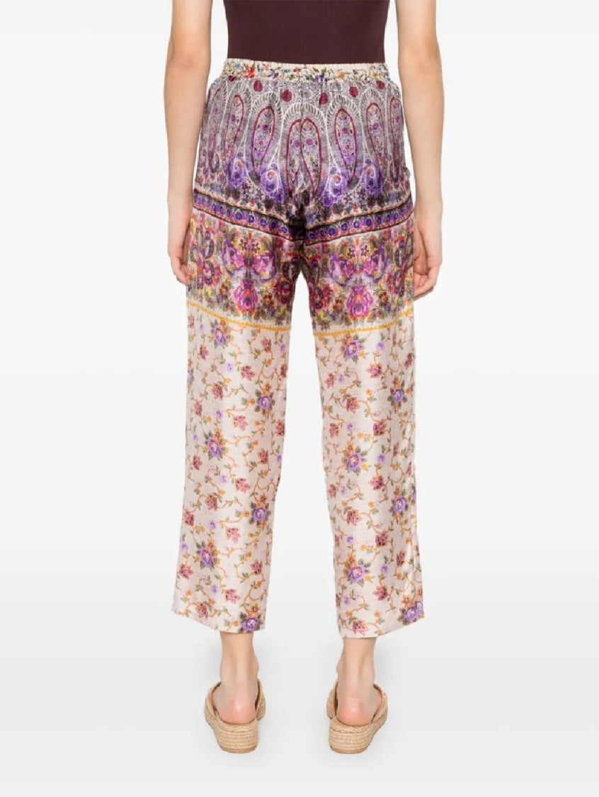 Pierrelouis Mascia Cropped Multi-Patterned Aloe Trousers